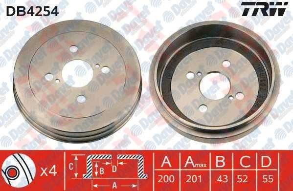 TRW DB4254 Arka Fren Kampanasi Yaris 99 > 05 Yaris Verso 02 > 200×4